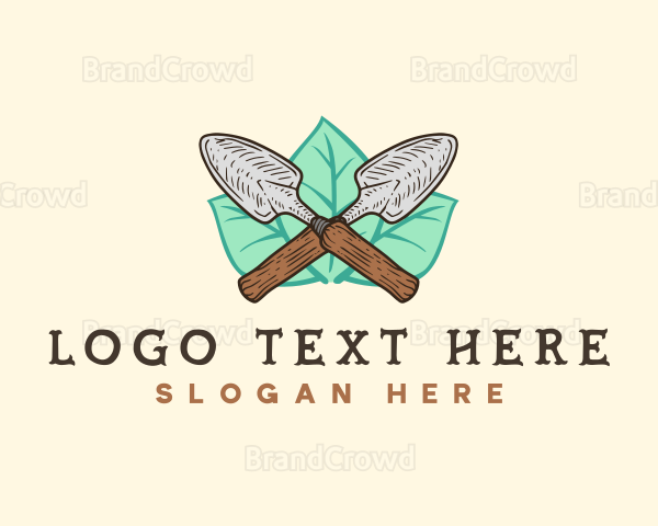 Trowel Tool Leaves Logo
