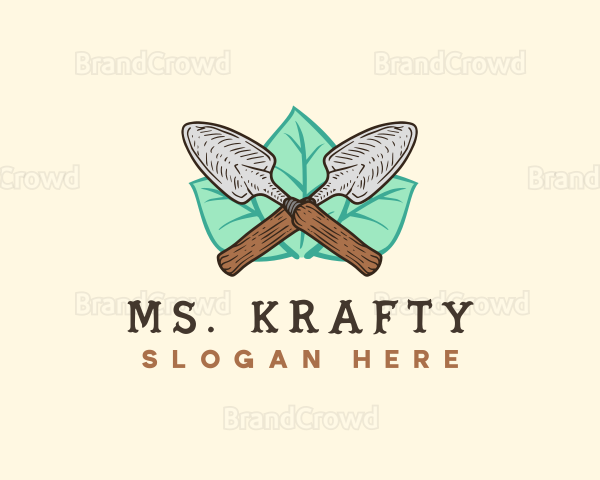 Trowel Tool Leaves Logo