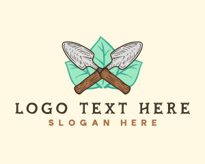 Drawing - Trowel Tool Leaves logo design