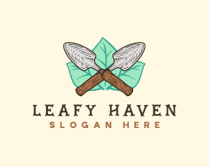 Trowel Tool Leaves logo design