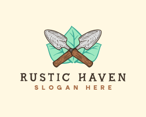 Trowel Tool Leaves logo design