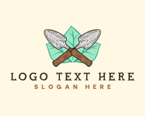 Trowel Tool Leaves logo design