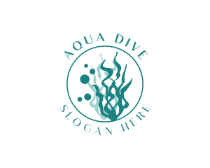 Diving - Underwater Seaweed Plant logo design