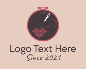 Handmade - Heart Love Embroidery logo design