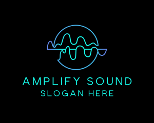 Neon Sound Wave logo design