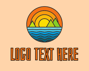 Sunset - Multicolor Ocean Island logo design