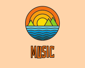 Sunset - Multicolor Ocean Island logo design