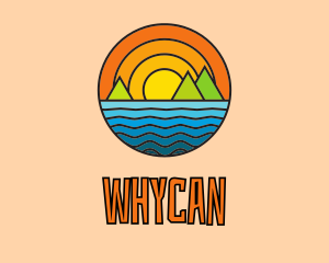 Swimming - Multicolor Ocean Island logo design
