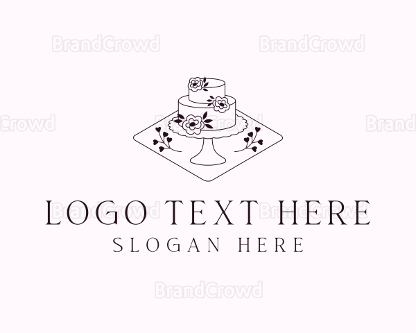 Floral Wedding Cake Logo