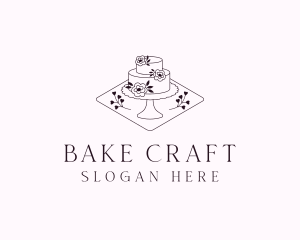 Floral Wedding Cake logo design