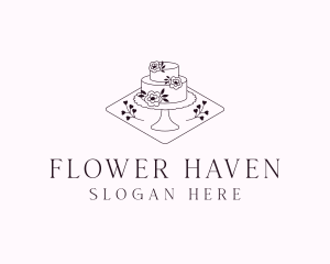 Floral Wedding Cake logo design