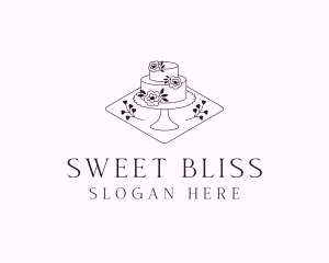 Floral Wedding Cake logo design