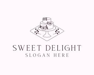 Floral Wedding Cake logo design