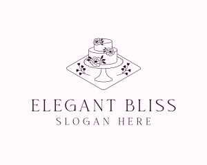 Wedding - Floral Wedding Cake logo design