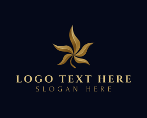 Leaf - Gold Cannabis Leaf logo design