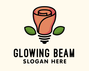 Fluorescent - Rose Lightbulb Floral Fixture logo design