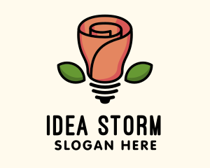 Rose Lightbulb Floral Fixture logo design