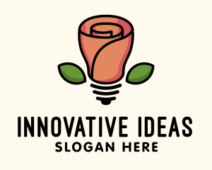 Rose Lightbulb Floral Fixture logo design