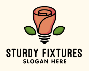 Fixture - Rose Lightbulb Floral Fixture logo design