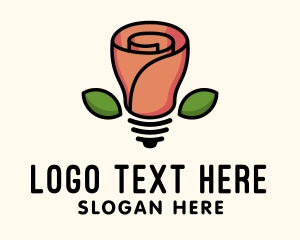 Light - Rose Lightbulb Floral Fixture logo design