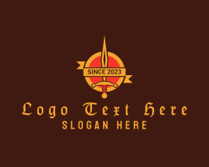 Protection - Medieval Dagger Shield Banner logo design