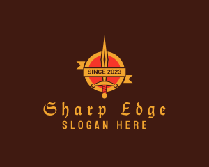 Dagger - Medieval Dagger Shield Banner logo design