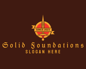 Swordsman - Medieval Dagger Shield Banner logo design