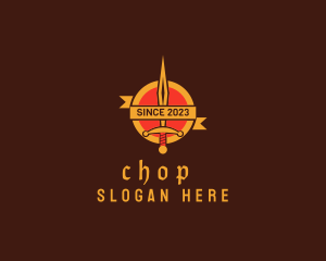Soldier - Medieval Dagger Shield Banner logo design