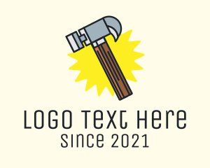 Hand Tool - Cartoon Hammer Badge logo design