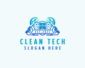 Sanitizing - Furniture Pressure Washer Cleaning logo design