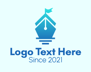 Blogging - Ship Writing Pen logo design