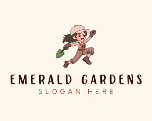 Shovel Landscaper Gardening logo design