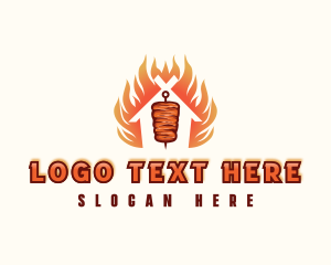 Meat - Kebab Grill Flame logo design