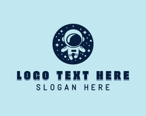 Moon Planet Astronaut logo design