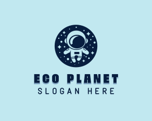 Moon Planet Astronaut logo design