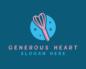 Heart Baking Whisker logo design