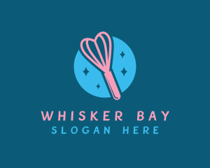 Heart Baking Whisker logo design