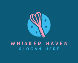 Whisker - Heart Baking Whisker logo design