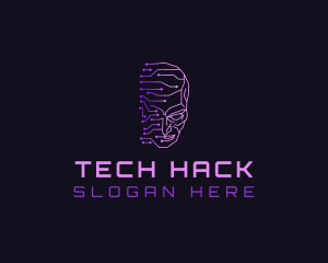 Hack - Technology Circuit Head logo design