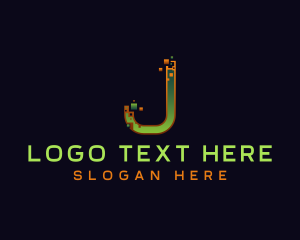 Tech - Cyber Glitch Letter J logo design