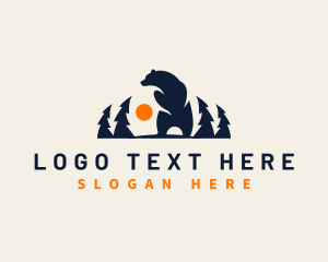 Outdoor - Bear Sunset Forest logo design