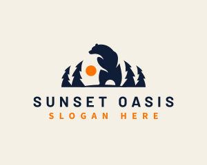 Bear Sunset Forest logo design