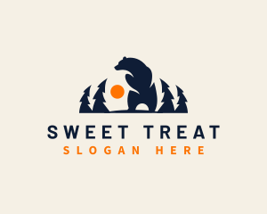 Bear Sunset Forest logo design