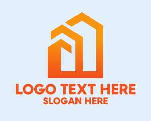 Architecture - Orange Geometric House logo design