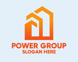 Orange Geometric House  Logo