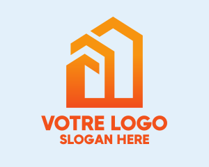 Orange Geometric House  Logo