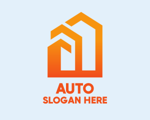 Engineering - Orange Geometric House logo design