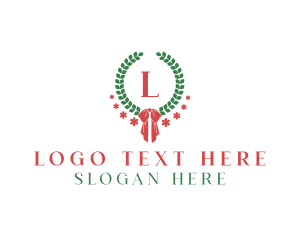 Ribbon - Holiday Ribbon Wreath logo design