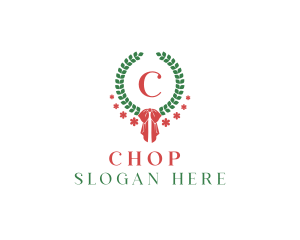 Holiday Ribbon Wreath Logo