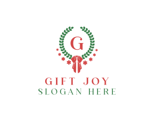 Holiday Ribbon Wreath logo design